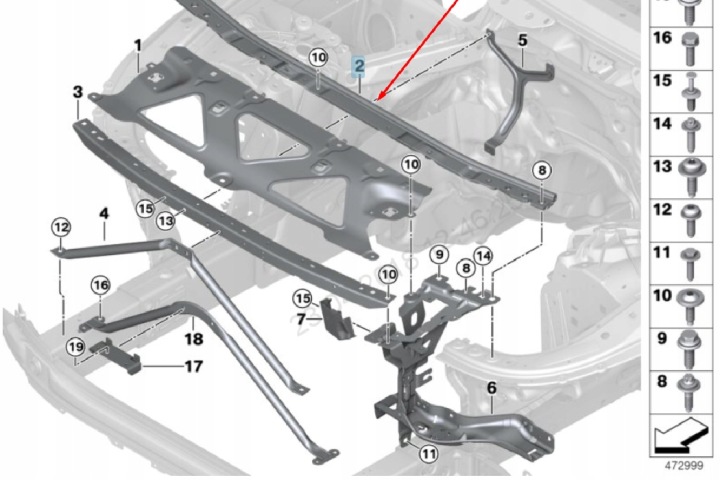 фото №10, Bmw 7 g11 верхний заднее кронштейн радиатор 51647357205 7357205 оригинальная запчасть