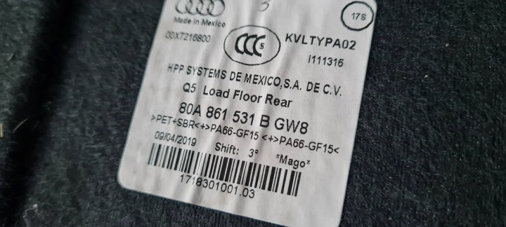 фото №13, Q5 80a sq5 підлога багажника зад карта покриття  80a861531b