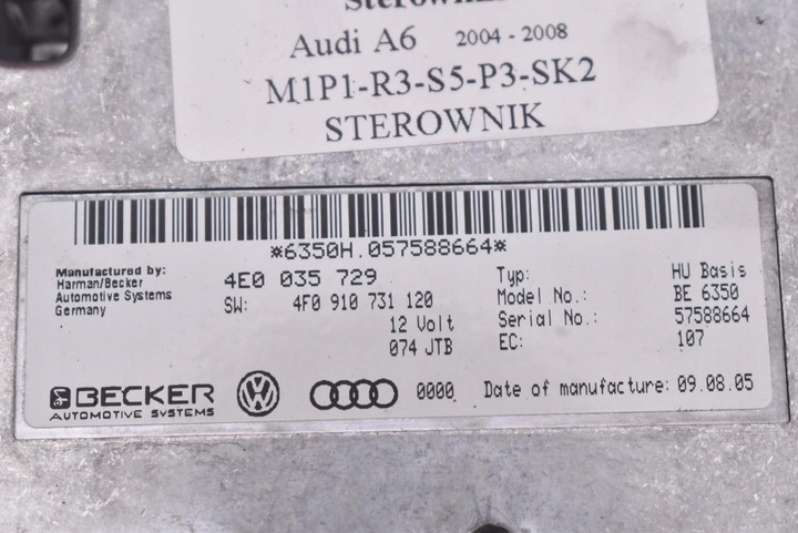фото №7, Блок керування модуль mmi 4e0035729 audi a6 c6 3.0 tdi 225 km 04-08
