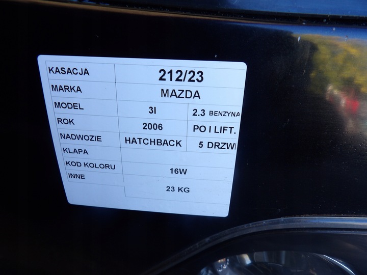 фото №6, Кришка задня mazda 3 i lak. 16w хетчбек 5d
