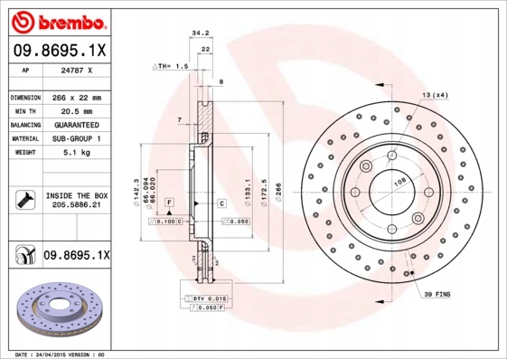 фото №3, Диски гальмівні колодки перед brembo peugeot 208 i