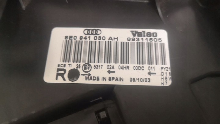 фото №6, Новий фара лівий правий audi a4 b6 bi ксенон малиш 8e0941030ah чорний