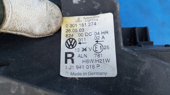 фото №11, Лампа правий перед фара ксенон eu 1j1941016p vw golf iv 4