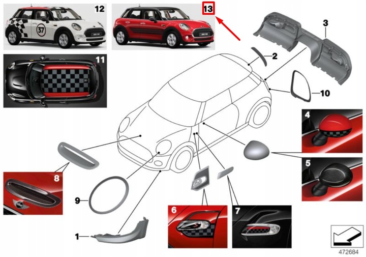 фото №7, Новый mini cooper f56 полосы боковые john cooper works pro 51142355195 oem