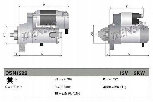 фото №1, Denso стартер 12v, 2kw lexus gs, is ii, ls 4.