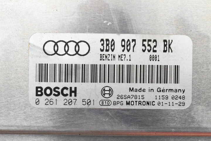 фото №7, Блок керування комп'ютер двигуна 3b0907552bk 0261207501 audi a6 c5 2.4 v6 170 km