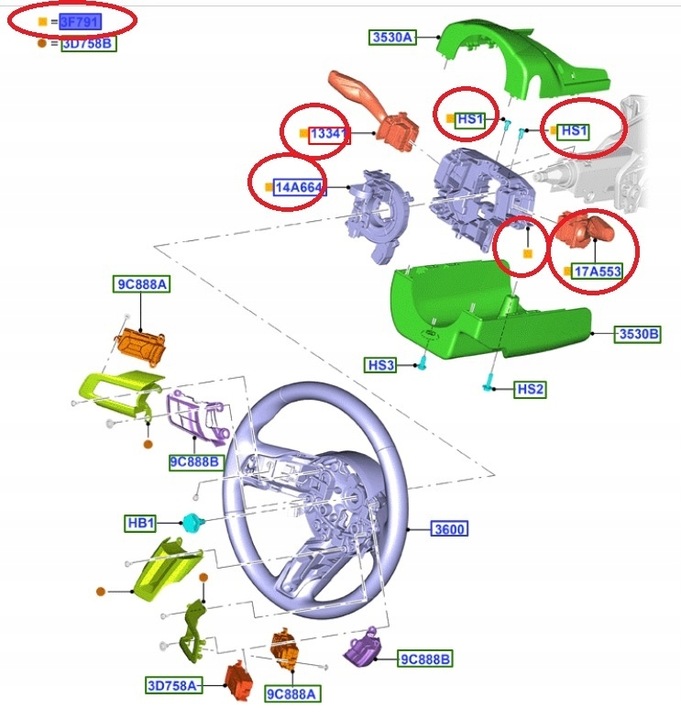 фото №12, Перемикач корпус кермо mustang 17 - 19 2456933 _ jr3t-14b522-jc3ja6