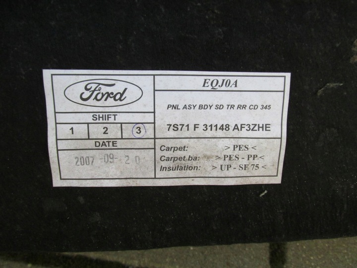 фото №9, Оббивка боковина багажника mondeo mk4 sedan 2007 r