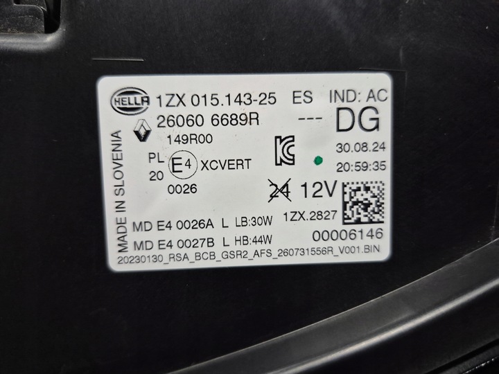 фото №9, Renault megane v 5 e-tech лампа передняя перед левая полный led