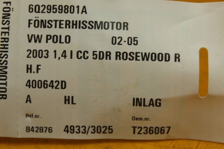 фото №13, Двигунчик блок керування  скла праве перед vw polo iv 9n 6q2959801a