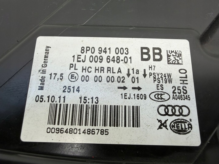фото №9, Audi a3 8p рестайлинг фара передняя передняя левые перед 8p0941003bb