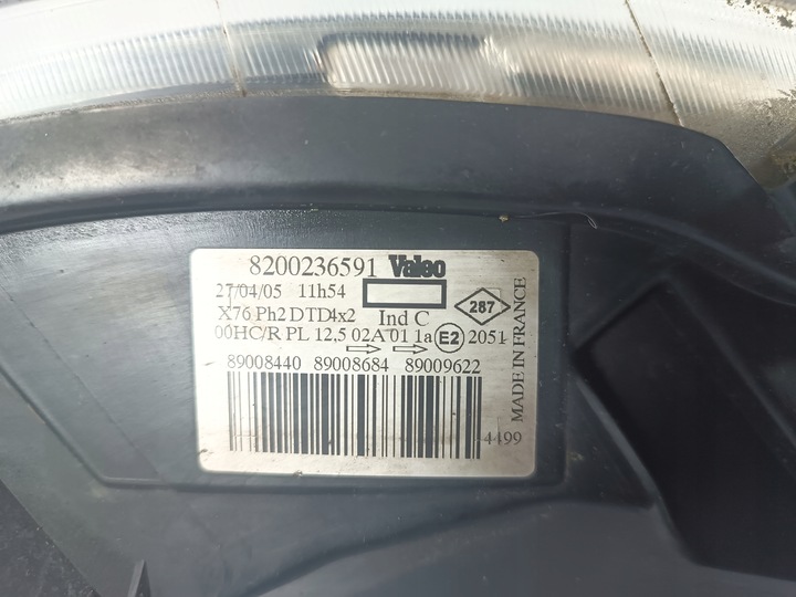 фото №7, Renault kangoo 1 i fl 03-08 фара лампа права передня перед 8200236591