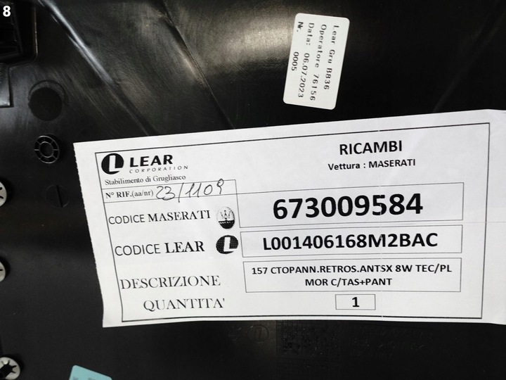 фото №9, Maserati levante ghibli задний панель обивка защита сиденья левый перед