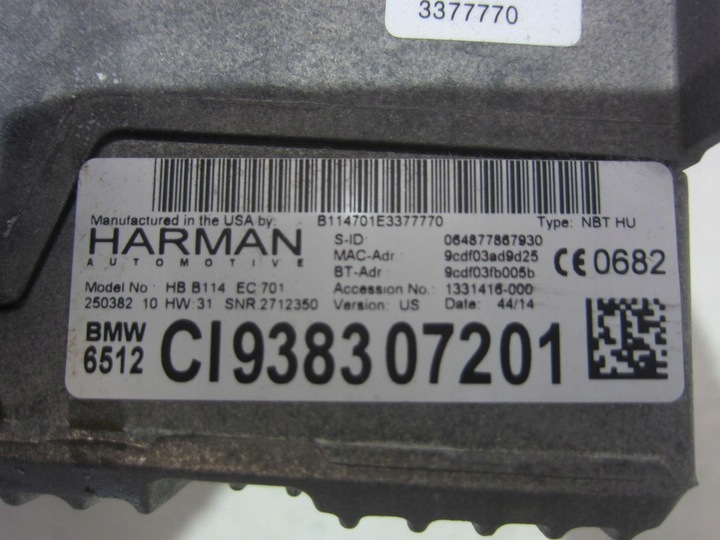 фото №9, Bmw f10 f30 x3 f25 f15 считыватель модуль навигации high nbt 65126826793 9383072