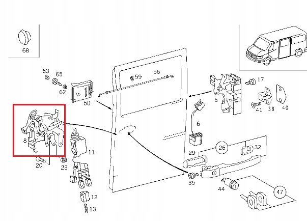 фото №11, New mb sprinter w903 left сторона sliding door lock a9017301235 оригинал