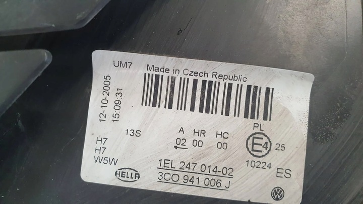 фото №8, Лампа перед правая 3c0941006j vw passat b6 05-