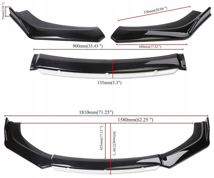 фото №3, Универсальный накладка передней бампера сплиттер спойлер do автомобиль белый