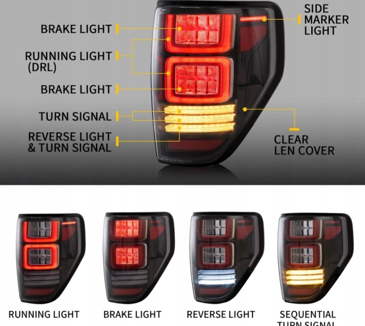 фото №9, Лампы зад kpl vland полный led neon тюнинг ford f150 f-150 xii mk 12 2008-14