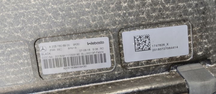 фото №16, Люк mercedes e класс e63 amg w213 sedan вебасто чёрный комплектный