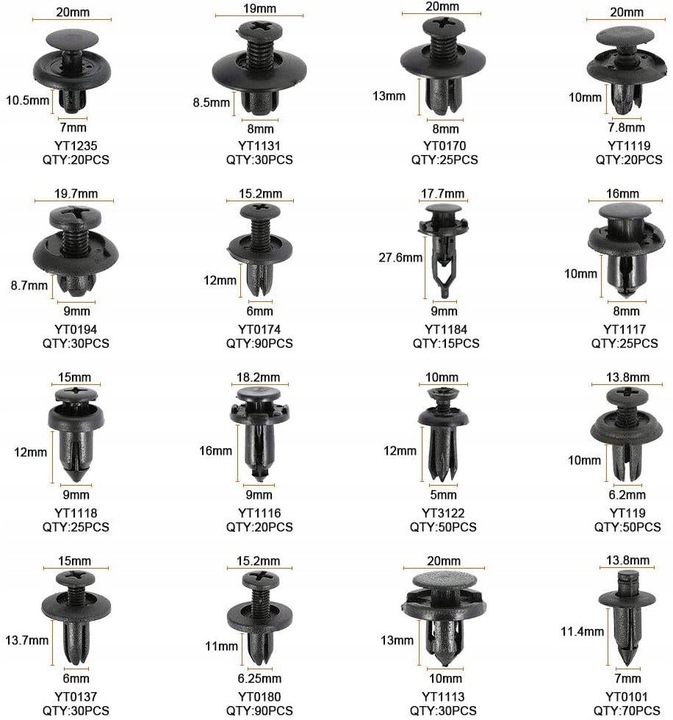 фото №6, Кліпси застібки кліпси автомобільні 620 szt оббивка