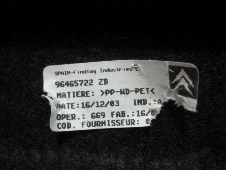 фото №7, Citroen c4 i 2006 полка багажника 96465722zd