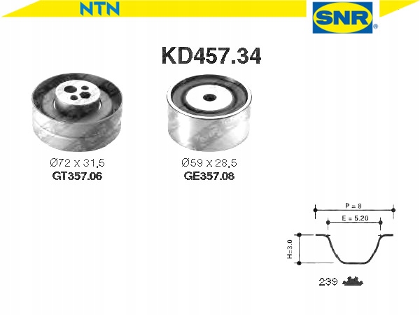 фото №2, Комплект - набір ремінь розподільний вал [snr]