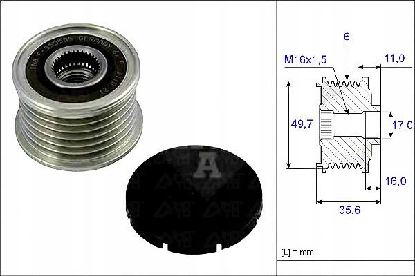 фото №2, Колесо ременное генератора mercedes 2,2cdi 2,7cdi ina