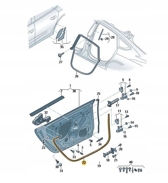 фото №1, Прокладка дверь zew. задняя левая audi a7 c8 s7