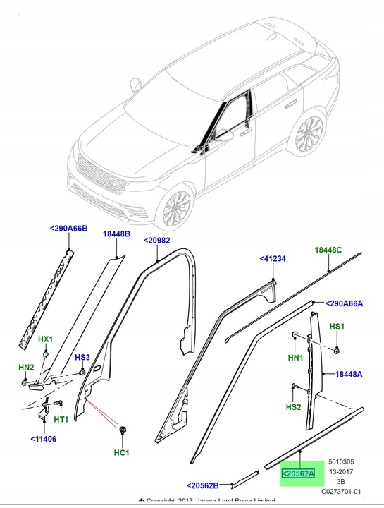 фото №8, Нова оригінальна планка скла w двері ліві передні velar l560 17- lr163572