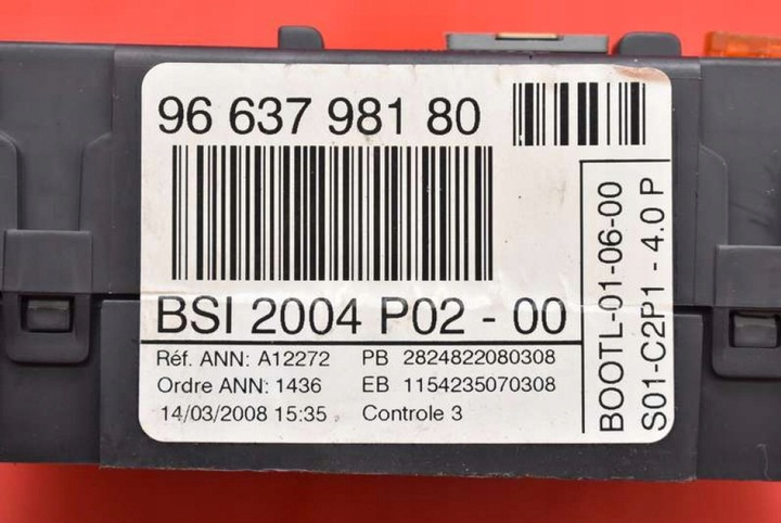 фото №7, Коробка предохранителей bsi 9663798180 peugeot 308 i t7 1.4 vti 95 km 07-11