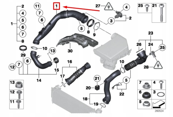 фото №7, Шланг впускной воздуха do двигателя bmw 6 купе f13 13717605585 7605585 oem