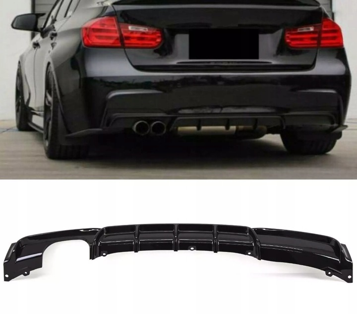 фото №15, Диффузор задний бампера m набор m sport 12-18 чёрный блеск для bmw f30 f31