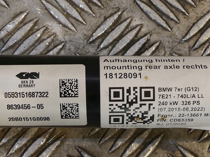 фото №5, Bmw g11 g12 g32 полуось зад задняя левая правая 8639457 8639458