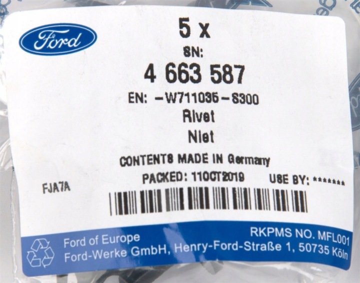 фото №9, Кліпса штифт 8,25 x 3 - 8 ecosport mustang kuga oem номер _ 4663587 _ w711035-s300