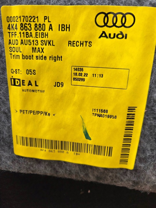 фото №9, Audi q8 e-tron s 4ke обивка багажника обшивки пол порог 4k4863880a