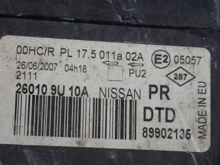 фото №9, Nissan note e11 i 05-09 лампа перед права фара правий eu 260109u10a