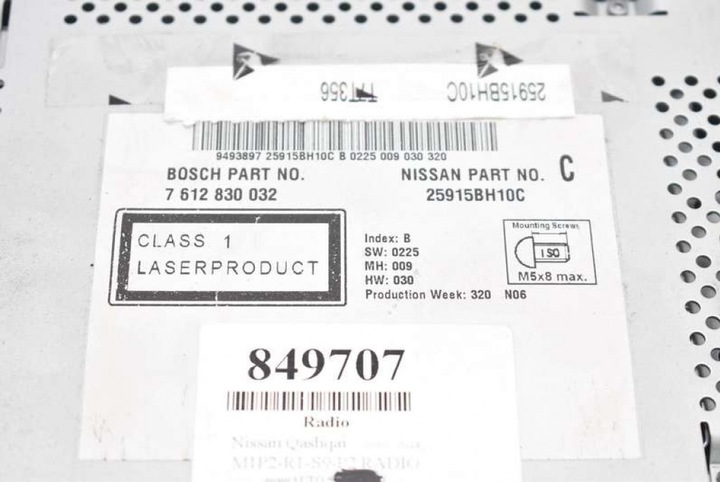 фото №7, Радио радиопроигрыватель cd aux 25915bh10c nissan qashqai 1 i 10-14