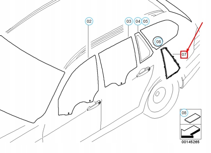 фото №7, Bmw 3 e91 уплотнитель стёкла боковой, задняя левая 51357119943 7119943
