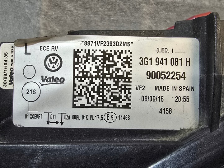 фото №11, Vw passat b8 фара правый полный led
