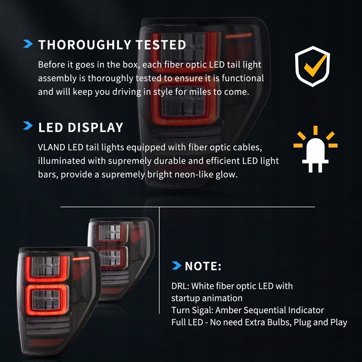 фото №10, Лампа лампы зад l + r led vland комплект тонированный ford f150 f-150 2009-2014