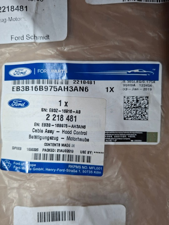 фото №5, Трос відкривання капота ford ranger 2218481 eb3b-16b975-ah3an6 оригінал