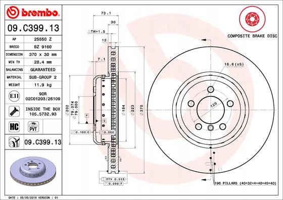 фото №14, Комплект диск гальмівних [brembo]