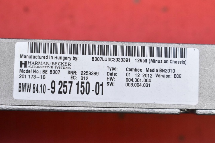 фото №8, Блок керування модуль combox 9257150-01 bmw f10 f11 2.0 i 184 km 09-13
