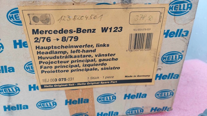 фото №7, Mercedes w123 фара левая перед передняя новая hella 1324