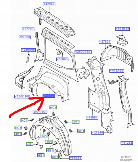 фото №1, Плита тримач крила зад rh ford focus mk2 2004-