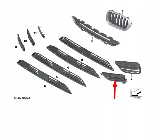 фото №11, Bmw x4 f26 бампер передній праве решітка відкрита 51117348110 oem