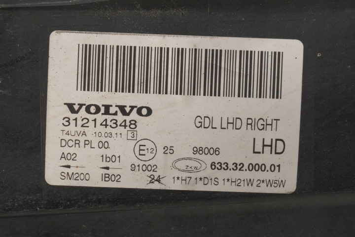 фото №13, Фара передняя правая ксенон volvo v70 xc70 s80 31214348