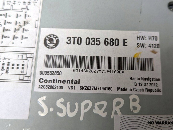 фото №9, Радио автомобильные skoda superb 2 3t 2012 3t0035680e