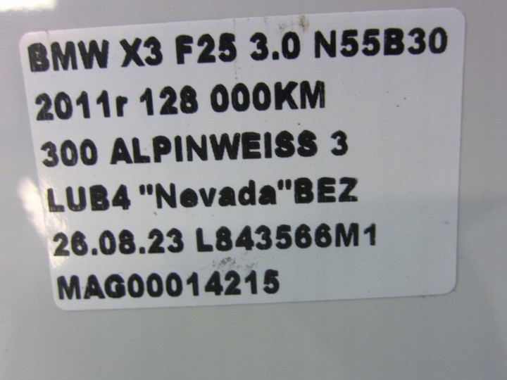 фото №16, Bmw x3 f25 дверь правая задние альпийский белый a300 a300