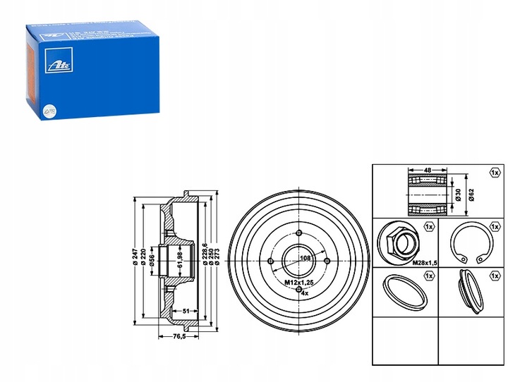 фото №1, Барабани гальмівні 2szt. зад ds ds 3 citroen c3 aircross i c3 ii c3 iii